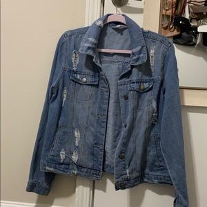 Distressed jean jacket